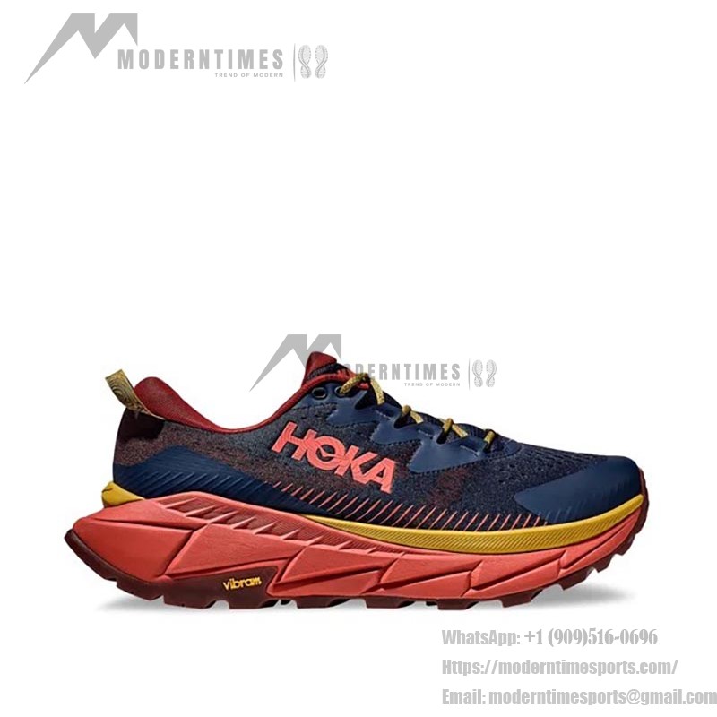 HOKA Skyline Float X Running Shoes in Bleu Marine with Vibram Grip and Lightweight Cushioning for trail adventures.