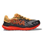 HOKA ONE ONE Tecton X 2 Trail Running Shoes in Black & Flame with Carbon Plate and Vibram Grip