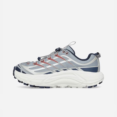 HOKA One One Women's Mafate 3 Trail Running Shoes (1141572-LOSP) - Light Blue & Navy with Coral Accents, Lightweight Cushioning for Rugged Terrains