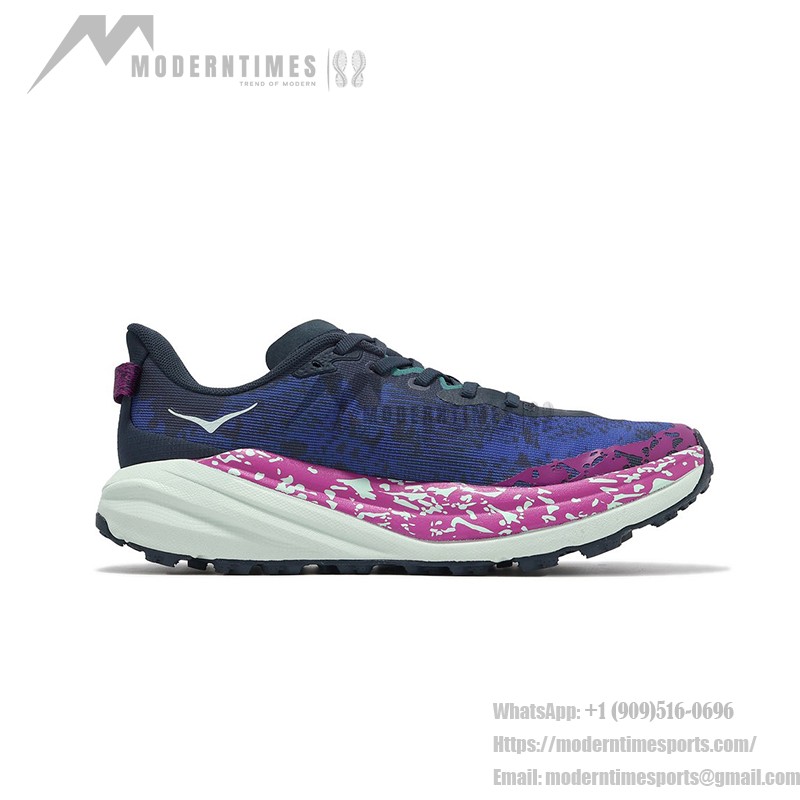 Hoka Speedgoat 6 2E Wide Trail Running Shoes in Blue & Purple Gradient with Pink and White Accents, Vibram Outsole, Model 1147830-SMY