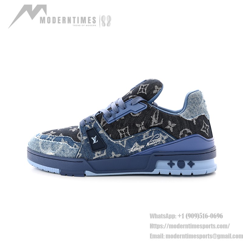 Louis Vuitton Trainer Blue Denim Monogram Limited Edition Sneaker