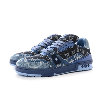 Louis Vuitton Trainer Blue Denim Monogram 1AC4YT - Limited Edition Luxury Distressed Sneakers