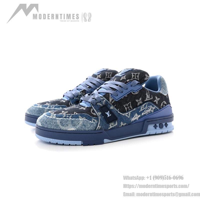 Louis Vuitton Trainer Blue Denim Monogram Limitierte Sneakers