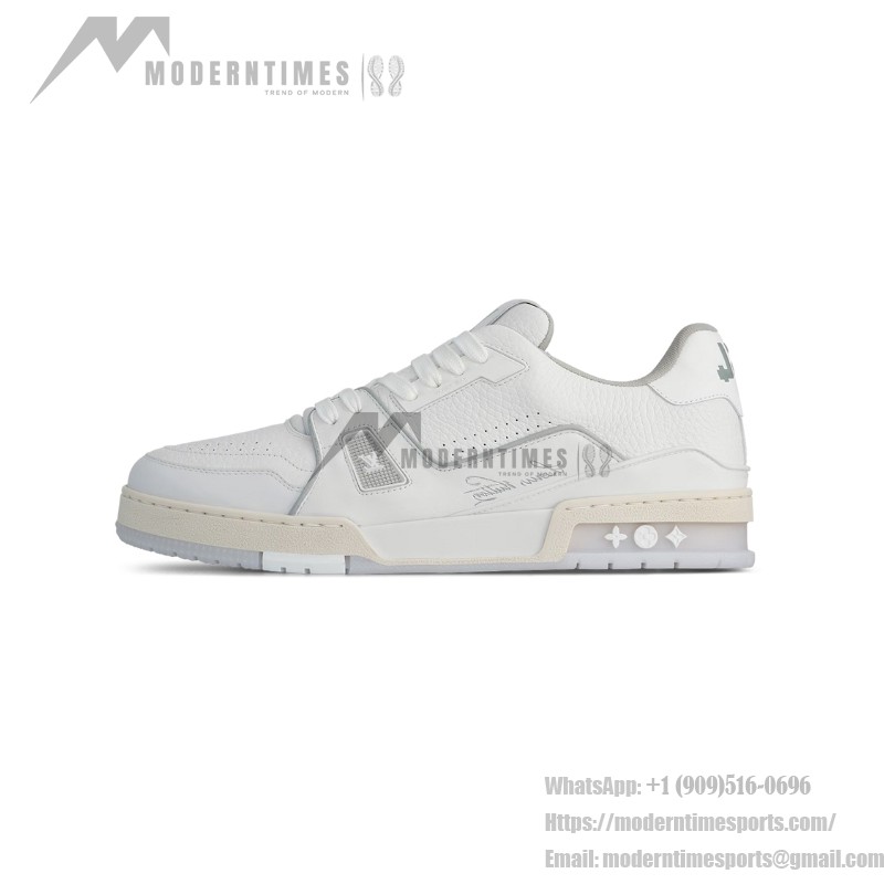 Louis Vuitton LV Trainer 1A8WAX – White Calfskin Sneakers with Monogram Accents