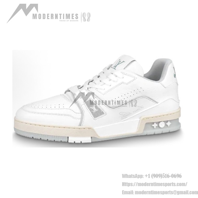 Louis Vuitton LV Trainer 1A8WAX – White Calfskin Sneakers with Monogram Accents