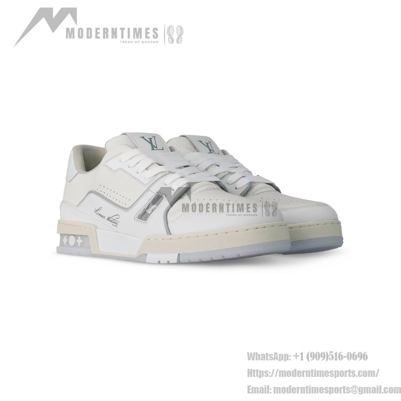 Louis Vuitton LV Trainer 1A8WAX – White Calfskin Sneakers with Monogram Accents