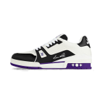 Louis Vuitton LV Trainer Low 1ADDYH – Black, White & Purple Designer Sneakers