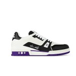 Louis Vuitton LV Trainer Low 1ADDYH – Black, White & Purple Designer Sneakers