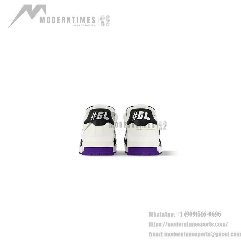 Louis Vuitton LV Trainer Low 1ADDYH – Black, White & Purple Designer Sneakers