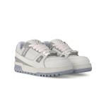 Louis Vuitton Trainer White Gray 1ACRJV - Luxury Monogram Leather Sneakers