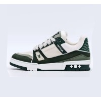 Louis Vuitton LV Trainer Grün Weiß 1ABNKR - Klassische Luxus-Sneaker, High-End-Mode, Vielseitig & Bequem