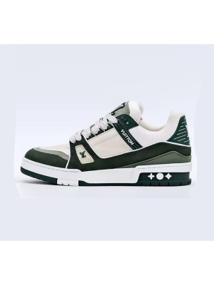 Louis Vuitton LV Trainer Grün Weiß 1ABNKR - Klassische Luxus-Sneaker, High-End-Mode, Vielseitig & Bequem