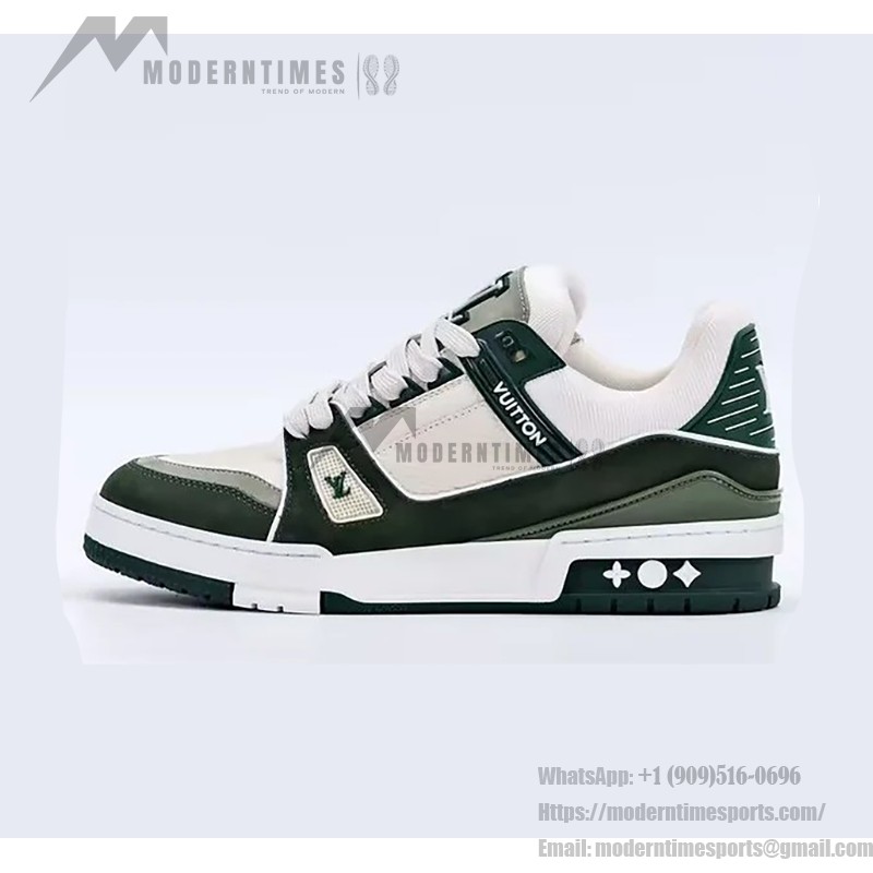 Louis Vuitton LV Trainer Green White 1ABNKR - Luxury Monogram Sneakers