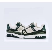 Louis Vuitton LV Trainer Green White 1ABNKR - Classic Luxury Sneakers, High-End Fashion, Versatile & Comfortable