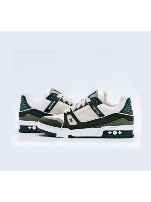 Louis Vuitton LV Trainer Green White 1ABNKR - Classic Luxury Sneakers, High-End Fashion, Versatile & Comfortable