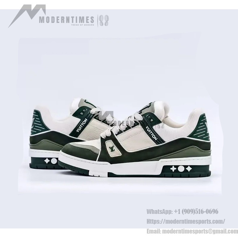 Louis Vuitton LV Trainer Green White 1ABNKR - Luxury Monogram Sneakers