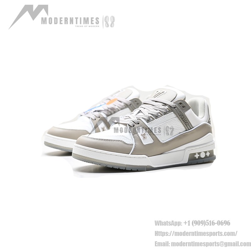 Louis Vuitton LV Trainer Low 1A8KBA – Grey and White Designer Sneakers