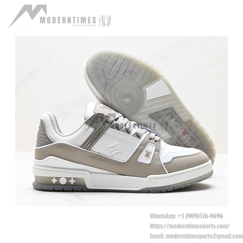 Louis Vuitton LV Trainer Low 1A8KBA – Grey and White Designer Sneakers