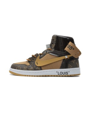 LV x Off-White x Air Jordan 1 콜라보 커스텀 MENS AQ0818-158 프리미엄 리미티드 에디션