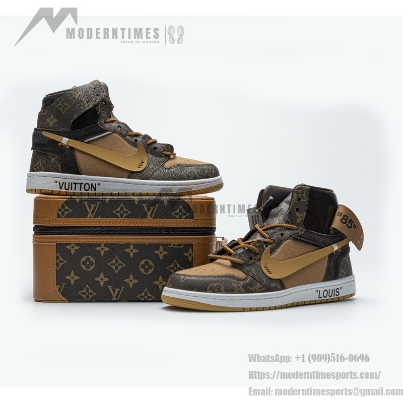 LV x Off-White x Air Jordan 1 Collab Customs MENS AQ0818-158 Premium Limited Edition