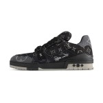 Louis Vuitton LV Trainer Patchwork LSVT407 Schwarze Vintage-Denim-Sneaker