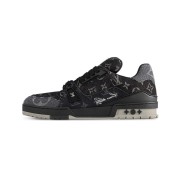 Louis Vuitton LV Trainer Patchwork LSVT407 Black Vintage Denim Sneakers Limited Edition Luxury Men's Shoes