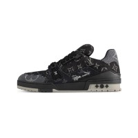 Louis Vuitton LV Trainer Patchwork LSVT407 Black Vintage Denim Sneakers Limited Edition Luxury Men's Shoes