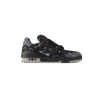 Louis Vuitton LV Trainer Patchwork LSVT407 Black Vintage Denim Sneakers Limited Edition Luxury Men's Shoes