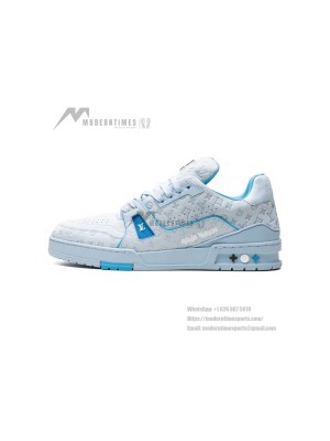 Louis Vuitton LV Trainer "Blue" 1ACRYB Ice Blue Luxury Sneakers Limited Edition Trendy Men's Shoes
