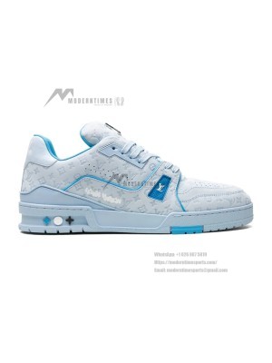 Louis Vuitton LV Trainer "Blue" 1ACRYB Ice Blue Luxury Sneakers Limited Edition Trendy Men's Shoes