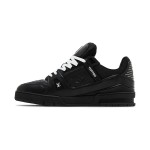 Louis Vuitton LV Trainer Embossed 1AARF6 Black Monogram Leather Sneakers