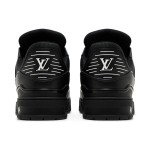 Louis Vuitton LV Trainer Embossed 1AARF6 Black Monogram Leather Sneakers