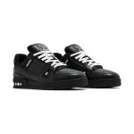 Louis Vuitton LV Trainer Embossed 1AARF6 Black Monogram Leather Sneakers