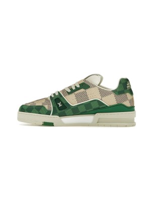 Louis Vuitton LV Trainer Damier 1AC58D Green White Checkered Sneakers Limited Edition Luxury Men's Shoes