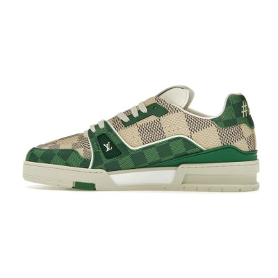 Louis Vuitton LV Trainer Damier 1AC58D Green White Checkered Sneakers Limited Edition Luxury Men's Shoes