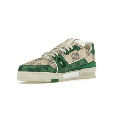 Louis Vuitton LV Trainer Damier 1AC58D Green White Checkered Sneakers Limited Edition Luxury Men's Shoes