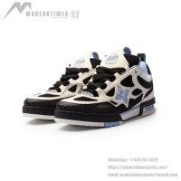 Louis Vuitton LV Skate Black White Light Blue 1SKT1 - Premium Luxury Skate Sneakers