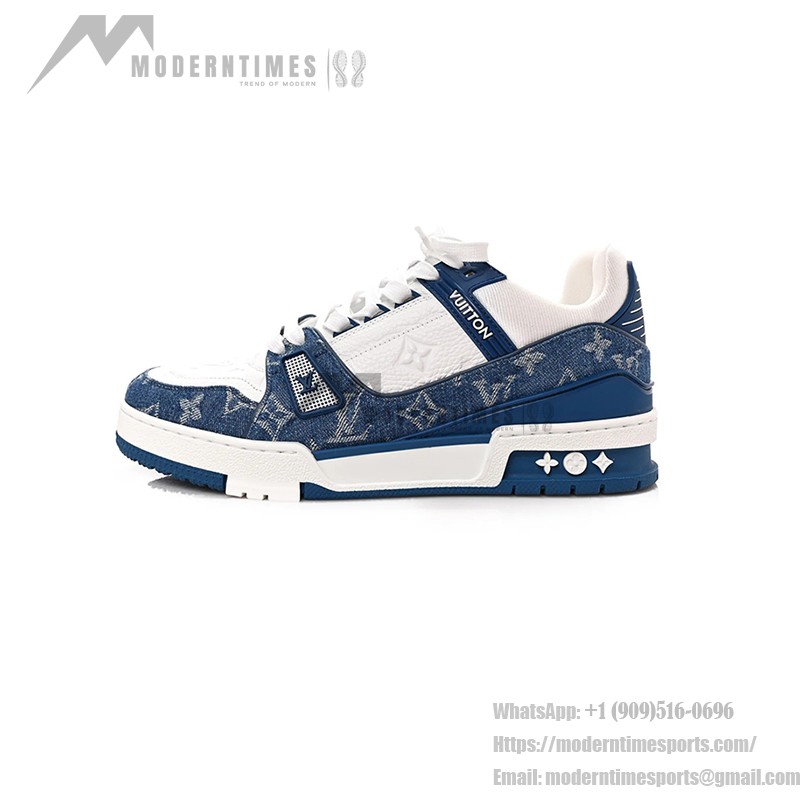 Louis Vuitton LV Trainer 1A9JGN Blue White Denim Sneakers