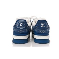 Louis Vuitton LV Trainer 1A9JGN Blue White Denim Sneakers Limited Edition Luxury Men's Shoes