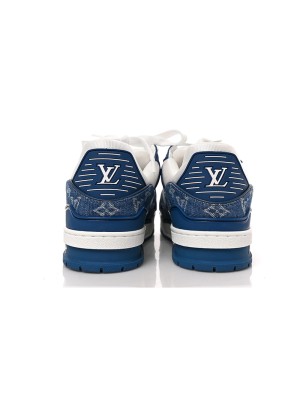 Louis Vuitton LV Trainer 1A9JGN Blue White Denim Sneakers Limited Edition Luxury Men's Shoes