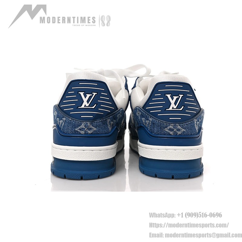 Louis Vuitton LV Trainer 1A9JGN Blue White Denim Sneakers