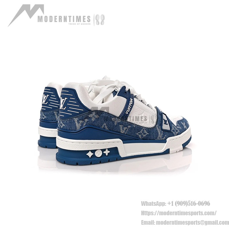 Louis Vuitton LV Trainer 1A9JGN Blue White Denim Sneakers