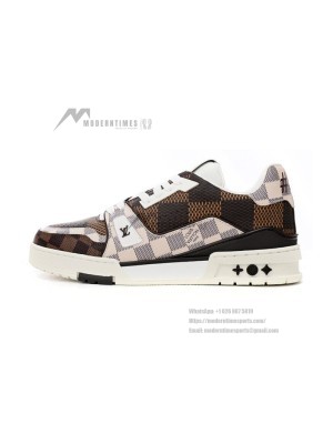 Louis Vuitton 1AAST7 Men's LV Trainer Sneakers - Classic Damier Checkerboard Design