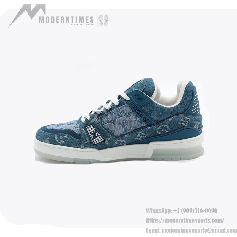 Louis Vuitton LV Trainer 1ADHI0 Blue Denim Sneakers