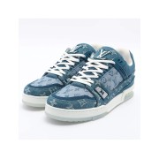 Louis Vuitton LV Trainer 1ADHI0 Blue Denim Sneakers Limited Edition Luxury Men's Shoes