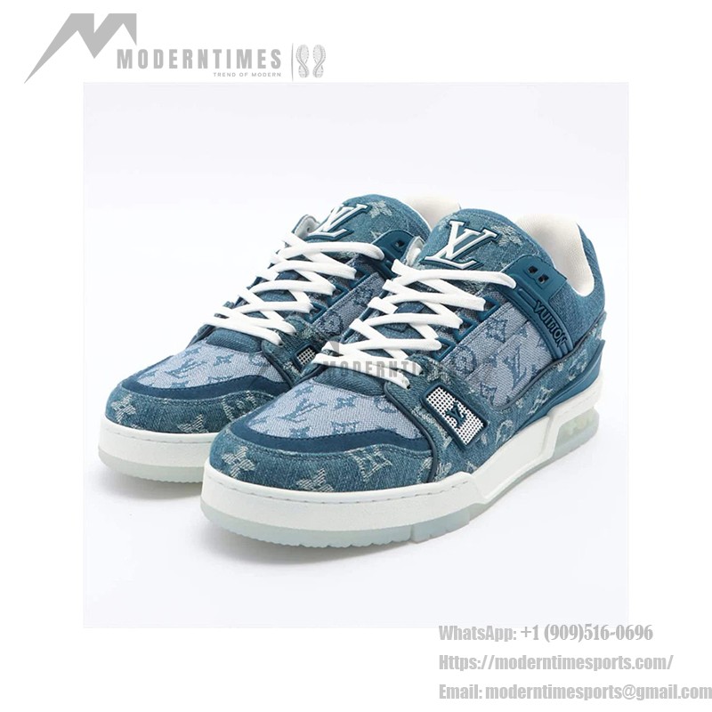 Louis Vuitton LV Trainer 1ADHI0 Blue Denim Sneakers