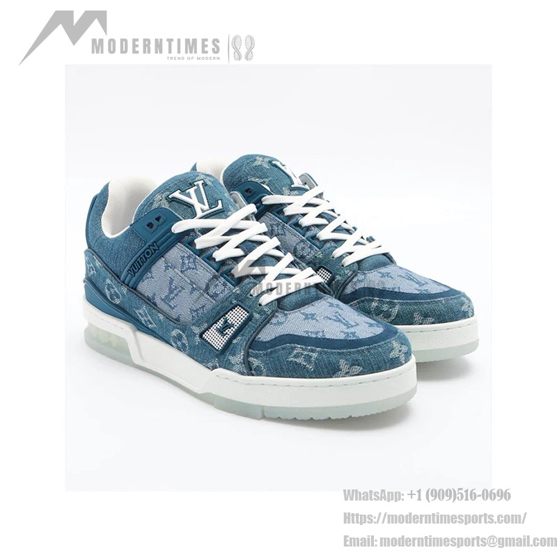 Louis Vuitton LV Trainer 1ADHI0 Blue Denim Sneakers