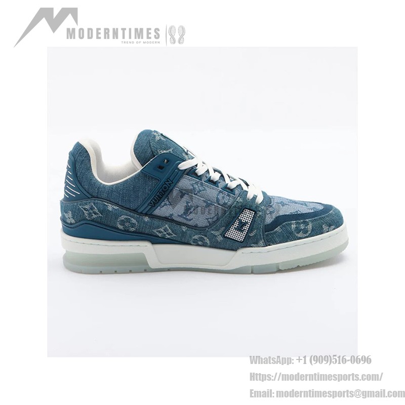 Louis Vuitton LV Trainer 1ADHI0 Blue Denim Sneakers