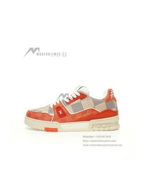 Louis Vuitton LV Trainer Damier White Orange 1AC56P - Luxury Men's Sneakers