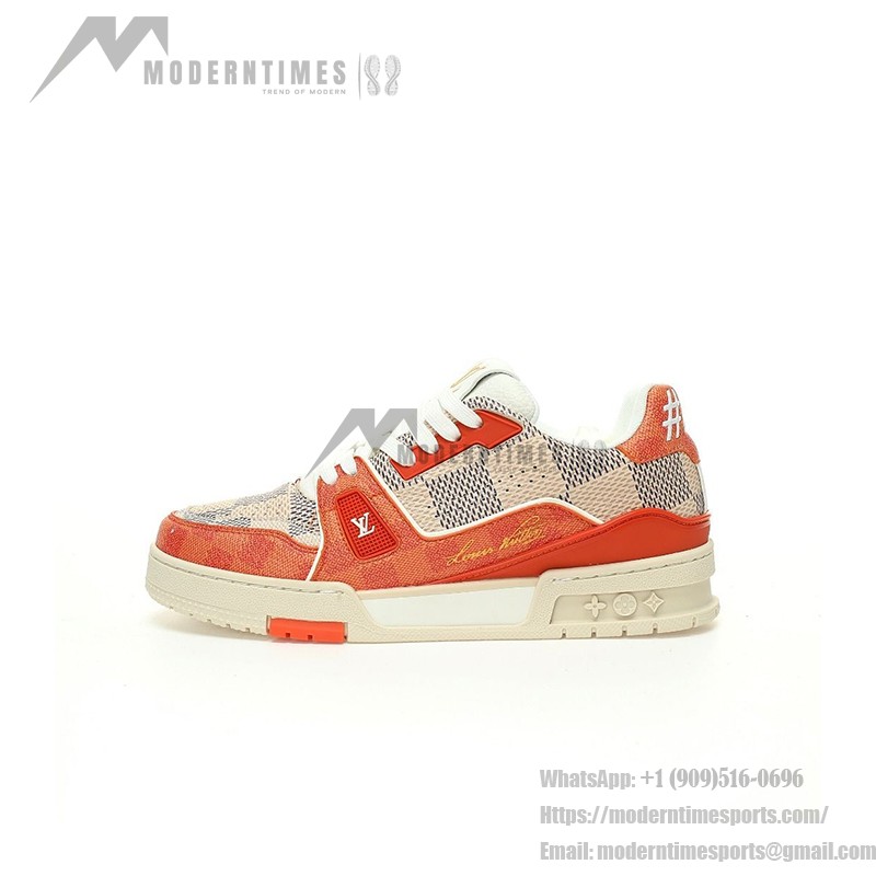 Louis Vuitton LV Trainer Damier White Orange 1AC56P Sneakers